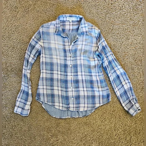 Cloth & Stone Long-Sleeve Plaid Button Up w/ Back Vent and Drop Tail, Size Small - Picture 1 of 8